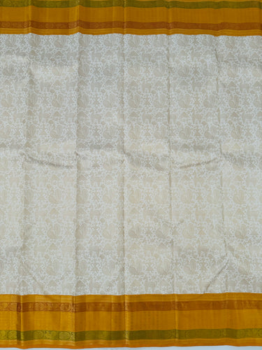 Exclusive Tribal Art Kanchivaram Korvai Pure Silk Pure Zari Silk Saree | Warli Inspired | Off-White | Handwoven | Ships from California